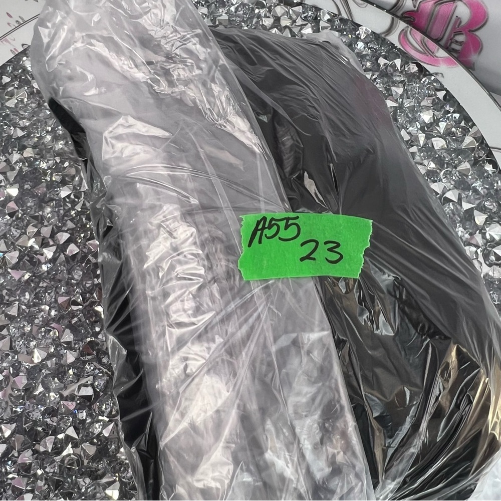 Cleocleo petite dress rhinestone bling cowl neck swoop Black Dress silver detail - Picture 13 of 13